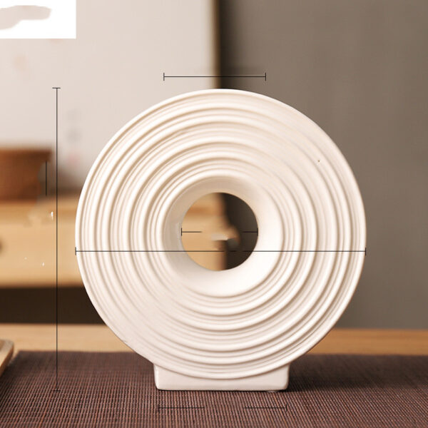 Round Wheel Ceramic Vase Japanese-style Flower Arrangement Home Decor Modern Desktop Decorative Ornaments Zen Porcelain Vases - Image 2