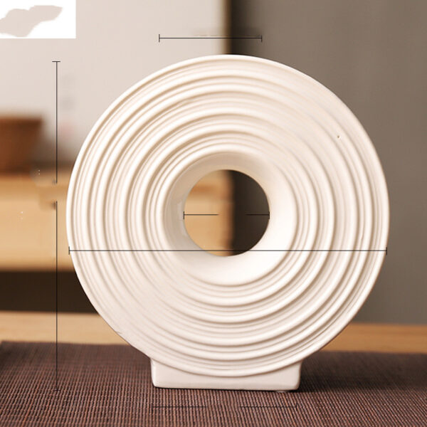 Round Wheel Ceramic Vase Japanese-style Flower Arrangement Home Decor Modern Desktop Decorative Ornaments Zen Porcelain Vases - Image 4