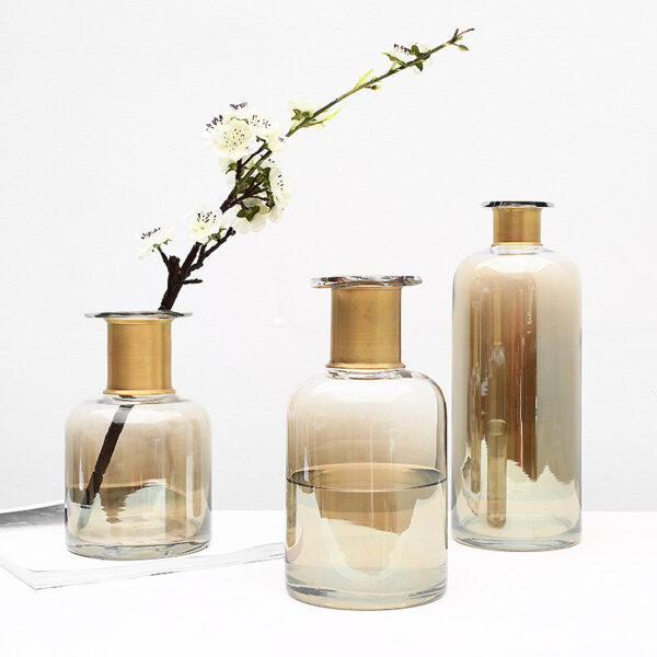 Lightuxury Wind Copper Ring Glass Vase Decoration - Image 2